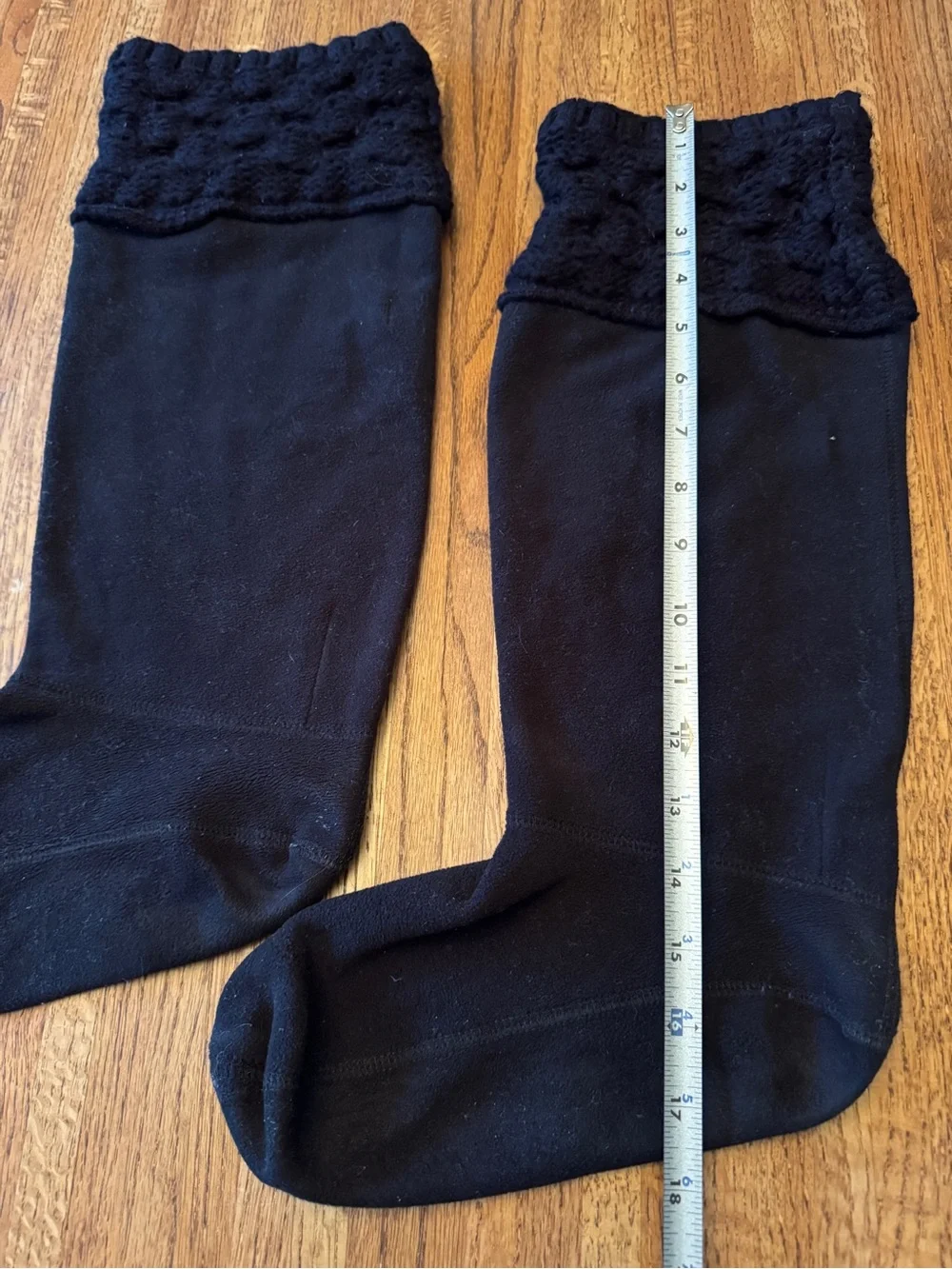 MICHAEL Michael Kors Black Fleece Cable Knit Cuff Boot Liner Socks L/XL